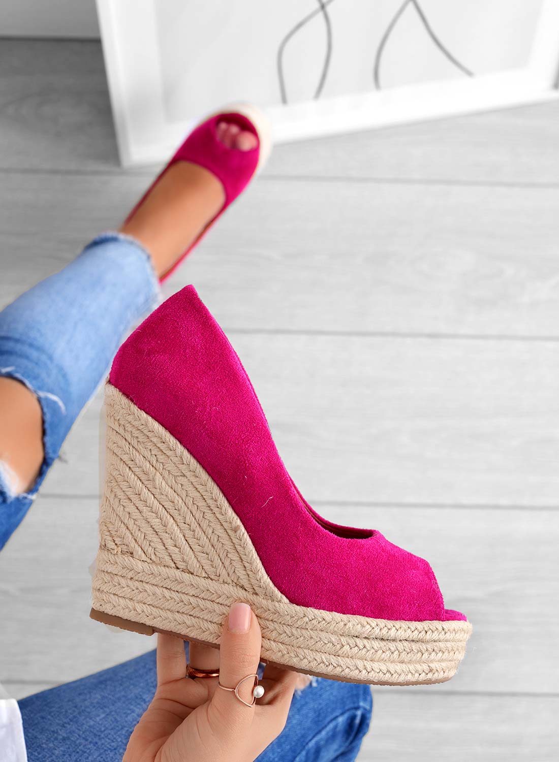 Arya Wedge espadrillor i mocka