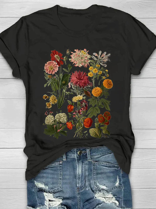 Lorelei - Dame-T-shirt med vintage-blomsterprint