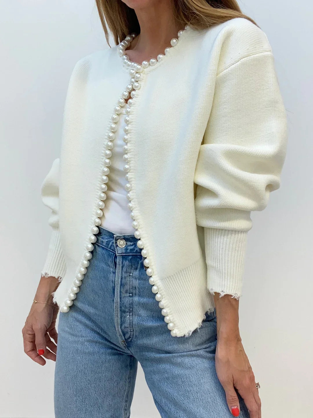 Athena - Elegant cardigansweater med perler til kvinder