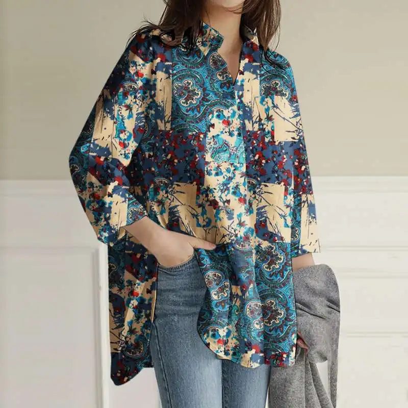 Vivian - Bluse med vintageprint