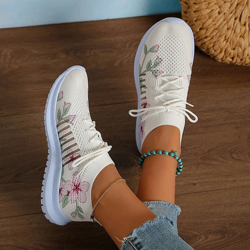 Amelia - Stickade sneakers med tryck