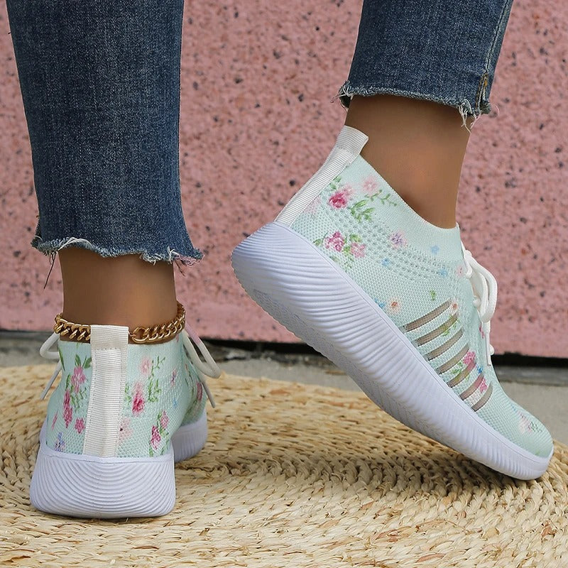 Amelia - Stickade sneakers med tryck