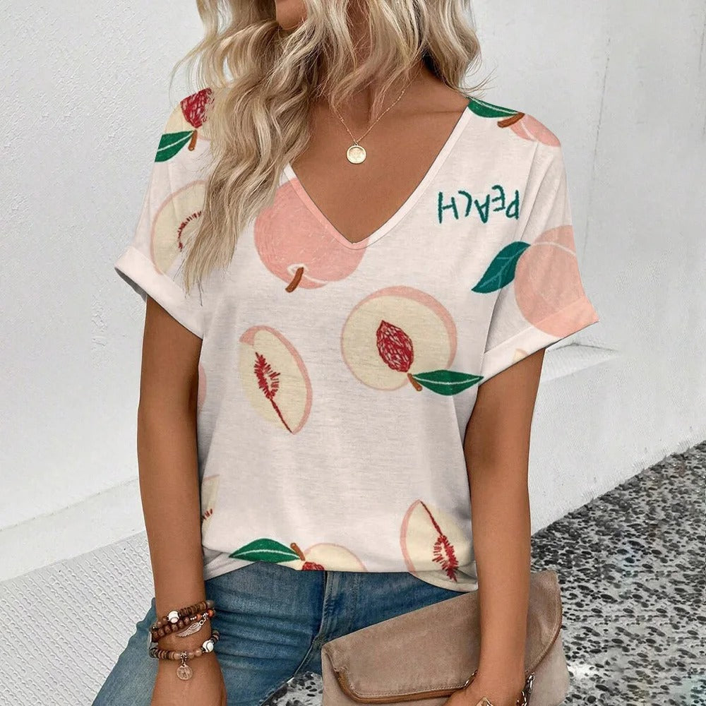 Annabel - Modern t-shirt med frukttryck