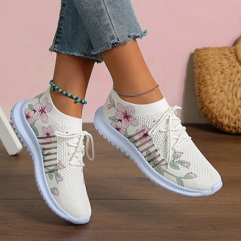 Amelia - Stickade sneakers med tryck