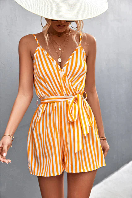 VIA - V-ringad randig jumpsuit