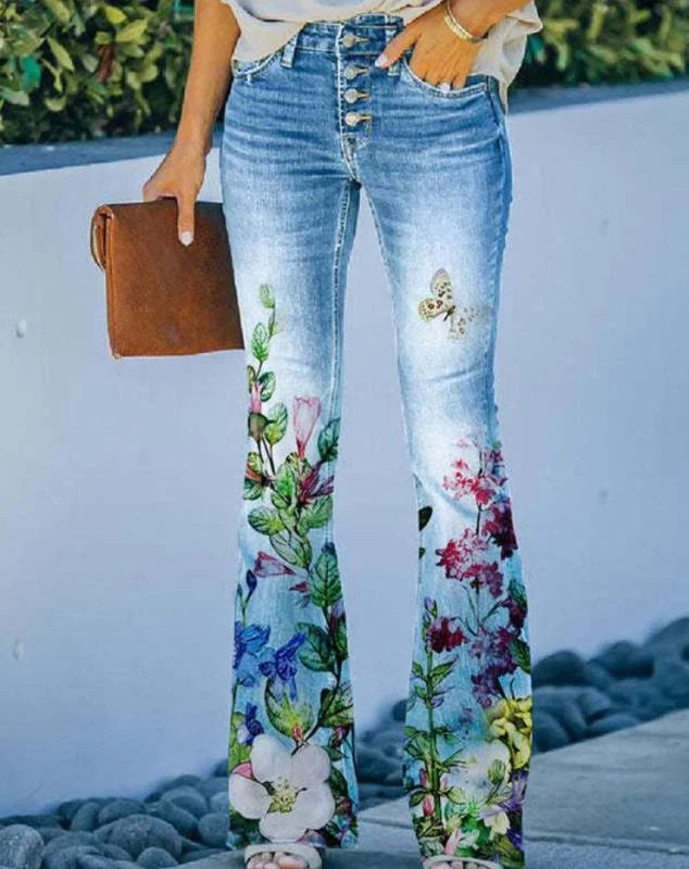 Ada - Jeans med blommönster